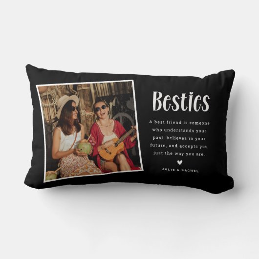 ベスティーズパーソナライズされたかわいいBFF 2フォトギフト ランバークッション (裏面)