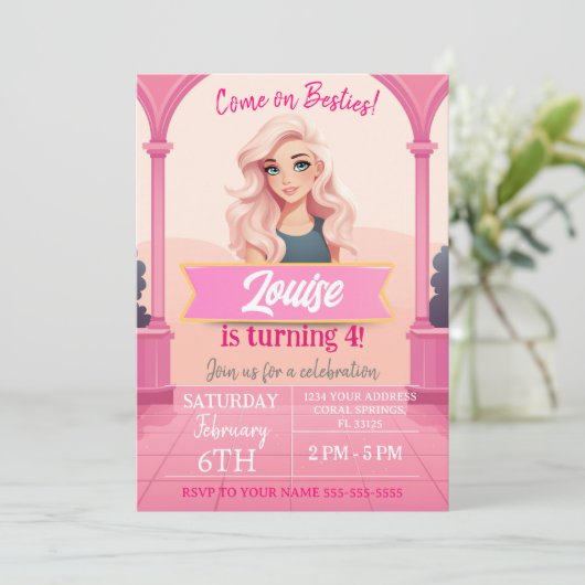 ベスティーズピンクドール誕生日 招待状 (スタンド正面)