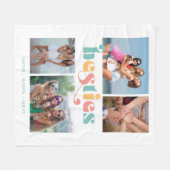 ベスティーズレトロ4写真最高の友達 フリースブランケット (正面(横))