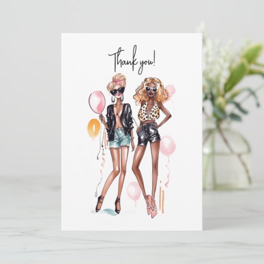 ベスティーズ黒巻きガールヒョウ柄ハイヒール サンキューカード (スタンド正面)