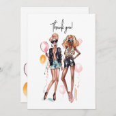 ベスティーズ黒巻きガールヒョウ柄ハイヒール サンキューカード (正面/裏面)