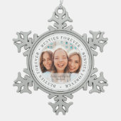 ベスティーズ・フォーエバーシンプルBFFモダンカスタム写真 スノーフレークピューターオーナメント (正面)