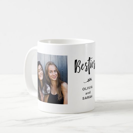 ベスティーズ |友最高のだち2枚の写真とモダン文字 コーヒーマグカップ (正面左)