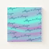 ベスティーズ、DIYの名前と写真、ティール（緑がかった色）、紫のアガテ ノートブック (裏面)