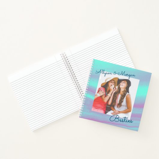 ベスティーズ、DIYの名前と写真、ティール（緑がかった色）、紫のアガテ ノートブック (内部)