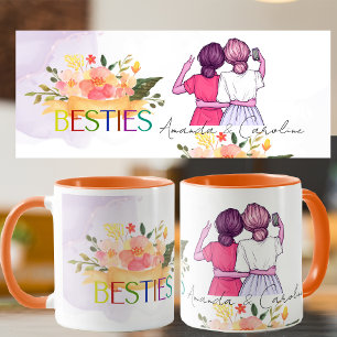 ベスティーズBFFかわいいイラストレーションフローラ最高のフレンズ マグカップ
