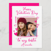 ベスティーバレンタインデー |明るいピンクの1枚の写真 シーズンカード (正面/裏面)