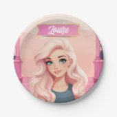ベスティーピンクの人形ガーリーパーティー ペーパープレート (正面)
