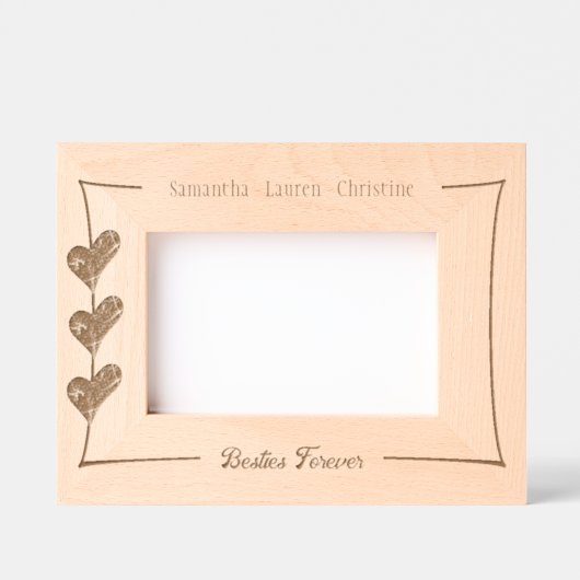 ベスティーフォーエバー最高のフレンズハート名前をカスタムする レーザー彫刻フレーム (正面)