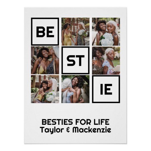 ベスティー最高のフ・フレンズ6枚の写真とパーソナライズされた文字 ポスター (正面)