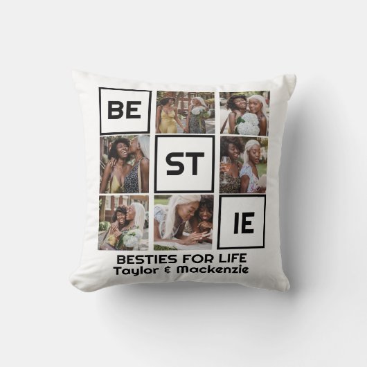 ベスティー最高のフ・フレンズ7枚の写真とパーソナライズされた文字 クッション (正面)