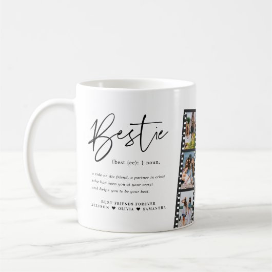 ベスティー |モダンフォトフィルムストリップのコラージュ コーヒーマグカップ (左)