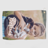 ベスティ|ペッカスタムトの写真と名前のタイポグラフィ ゴルフタオル (横)