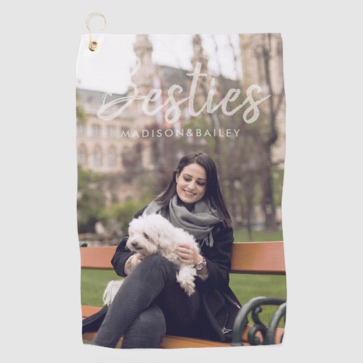 ベスティ|ペッカスタムトの写真と名前のタイポグラフィ ゴルフタオル (正面)