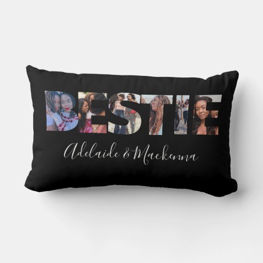 ベステパーソナライズされたィBFFフ最高のレンズフォトコラージュ ランバークッション (裏面)