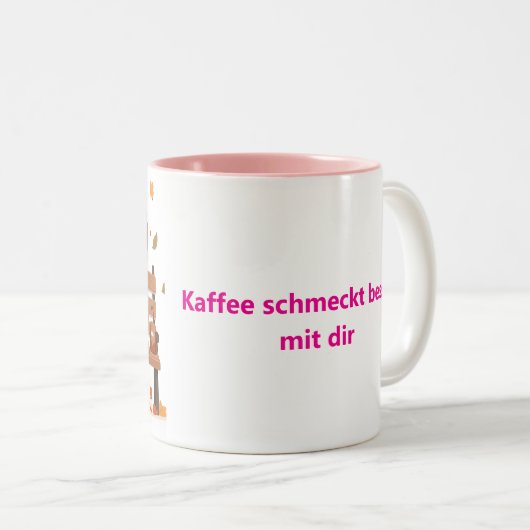ベステフロンディネンタッセ – Gemeinsam Lachen & Kaffe ツートーンマグカップ (正面右)