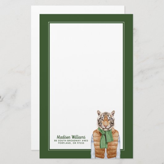 ベストのトラは|あなたの名前を加えます 便箋 (正面/裏面)