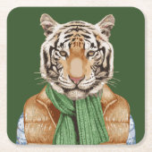 ベストのトラ スクエアペーパーコースター (正面)