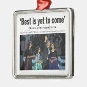 ベストはまだ来ることです: オバマの勝利第2言葉のオーナメント メタルオーナメント (左)