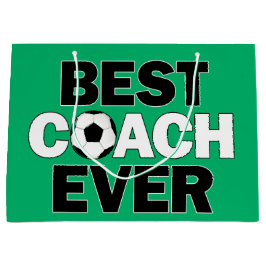 ベストコーチエバーサッカーコーチズスポーツパーティー ラージペーパーバッグ