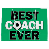 ベストコーチエバーサッカーコーチズスポーツパーティー ラージペーパーバッグ (裏面)