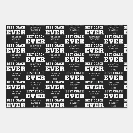 ベストコーチエバータイポグラフィ名年ホワイトブラック ラッピングペーパーシート (正面)