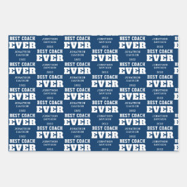 ベストコーチエバータイポグラフィ名年白青 ラッピングペーパーシート