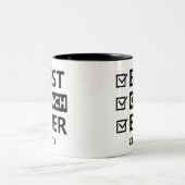 ベストコーチエバーチェックリスト – 名前をカスタムするプレゼント ツートーンマグカップ (中央)