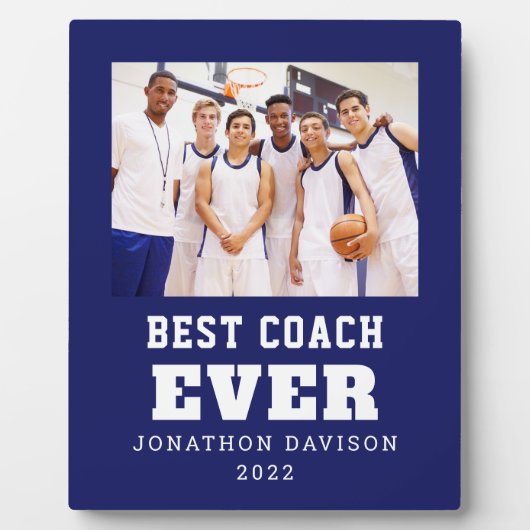 ベストコーチエバーナメーンチームフォトブルーホワイト フォトプラーク (正面)