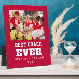ベストコーチエバーナメーンチームフォトレッドホワイト フォトプラーク
