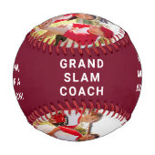 ベストコーチエバーフォトブルゴーニュ赤 野球ボール (正面)