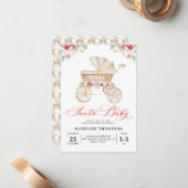 ベストサンタベビークリスマスベビーカー赤ちゃんシャワー ノートカード (正面/裏面インサイチュ)