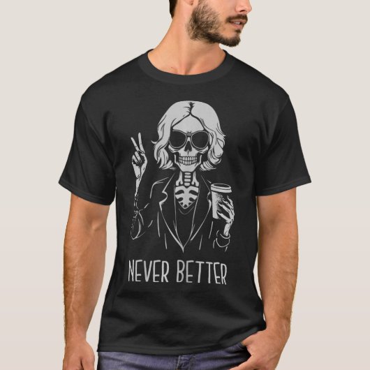 ベストスケルトン飲みカップコーヒーハロウィー Tシャツ (正面)