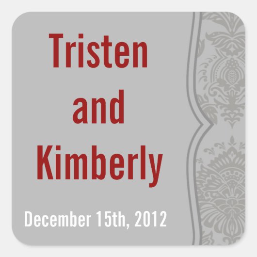 ベストスティッカーグレイモダンダマスクレースプリントパテ スクエアシール (正面)