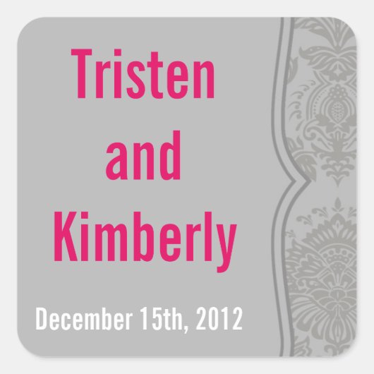 ベストスティッカーグレイモダンダマスクレースプリントパテ スクエアシール (正面)