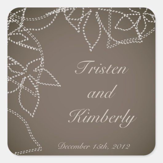 ベストスティッカーズオータムフローラ秋グレーガンメタル スクエアシール (正面)