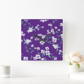 ベストセラーのフローラは青いデザインを結婚の スクエア壁時計 (ホーム)