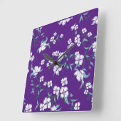 ベストセラーのフローラは青いデザインを結婚の スクエア壁時計 (傾斜)