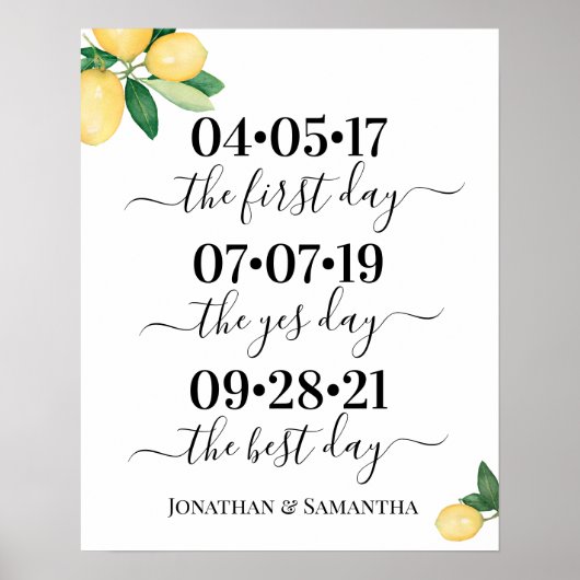 ベストデーの結婚式の日付 はい デーのレモン サイン (正面)