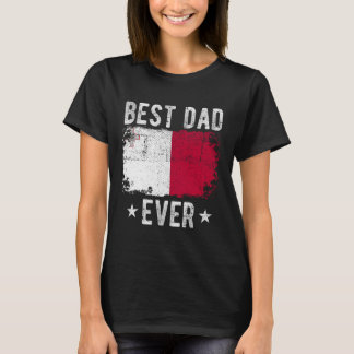 ベストパパエバーマルタ国旗のマルチーズパパ Tシャツ