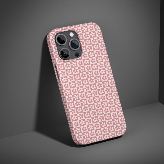 ベストフレンドのためのピンクのチェック柄の花柄タフ携帯ケース Case-Mate iPhoneケース