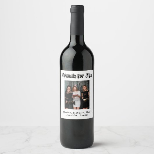 ベストフレンドのパーティー白い写真の名前 ワインラベル (正面)