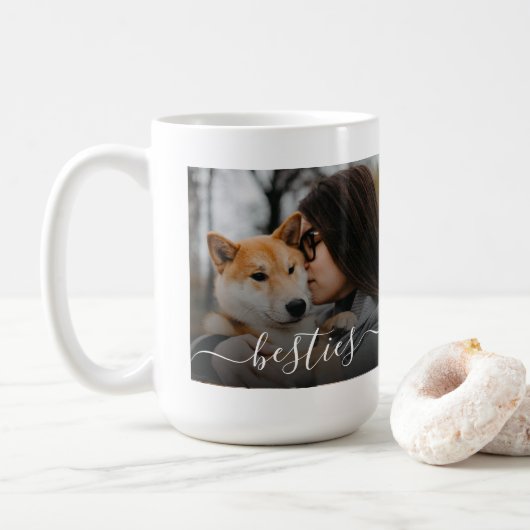 ベストフレンドのママと犬の写真 コーヒーマグカップ (ドーナツ)