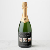 ベストフレンドの写真 黒 銀のグリッター スパークリングワインラベル (正面)