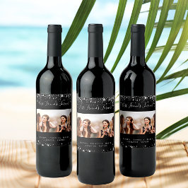 ベストフレンドの写真 黒 銀のグリッター ダスト ワインラベル