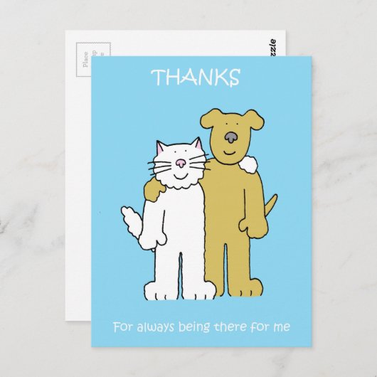 ベストフレンドの日 6月8日 カートゥーンの猫と犬 ポストカード (正面/裏面)