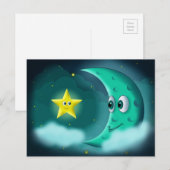 ベストフレンドの青い月と黄色い星 ポストカード (正面/裏面)