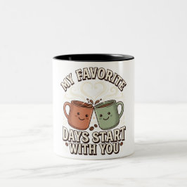 ベストフレンドデイTシャツ: かわいいコーヒーのおそろいコーデ ツートーンマグカップ