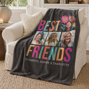 ベストフレンドフォトコラージュBFFネーム フリースブランケット
