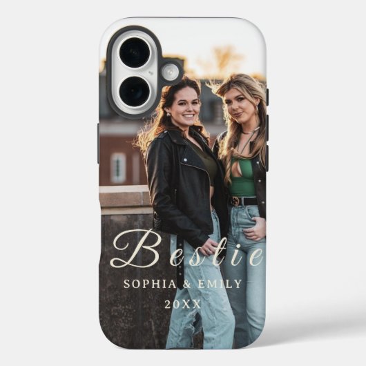 ベストフレンドフォーエバー iPhone 16 カバー – 写真と名前 (裏面)